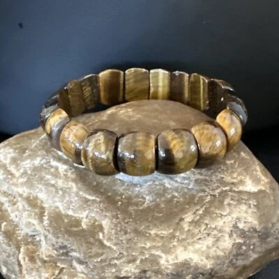 Native American Indian Stretch Tigers Eye Stone Bracelet 16256