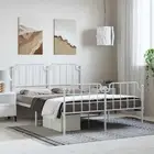 Metal Bed Frame White 150x200 cm Steel Sturdy Storage Headboard 3956