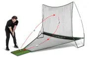 Automatic Ball Return Golf Practice Net | Golf Driving Net & Grass Mat