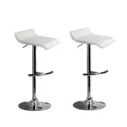 Artiss 2x Bar Stools Adjustable Swivel Stool Leather Chairs Gas Lift White NEW