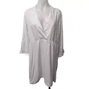 New Milk & Roses Size Large Tamara Shift Mini Dress White V Neck Long Sleeves