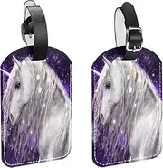 [WOSHJIUK] Luggage Tags,2 Pack Labels Suitcase Tags,Purple Galaxy Unicorn,Luggage Tags Privacy Protection Travel Bag Tag
