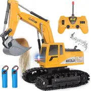 Anorina Remote Control Excavator Toy RC Digger Truck Construction Vehicle for Kids