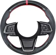 Kivnto DIY Carbon Fiber Steering Wheel Covers for Subaru Forester Ascent SUV 2019-2022 / Legacy Crosstrek XV Outback 2018-2022 / Impreza 2017-2022 15 inches Leather Interior Accessories