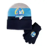 NWT Sonic the Hedgehog Beanie Hat Youth Boy Girl Tween Toboggan & Gloves Set