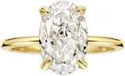 [Michooyel] 18K Gold Plated 4ct Oval Cut Cubic Zirconia Engagement Rings For Women Sterling Silver Wedding Ring Promise Ring Sterling Silver Wedding Band