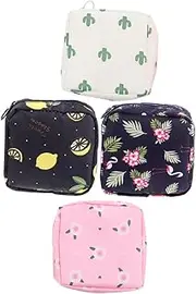 PERSELOSO 4pcs Portable Menstrual Sanitary Pouches Capacity Storage Bags for Girls Compact Change Bags for School Office Stylish Design for Everyday Use