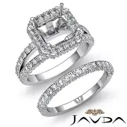 Asscher Diamond Engagement Ring Bridal Set 14k Gold White Semi Mount 2.30Ctw