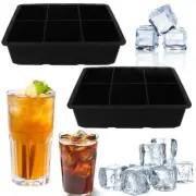2 pack 6 Cavity Silicone Ice Tray -Extra large Ice Cube Trays Mould Easy Release