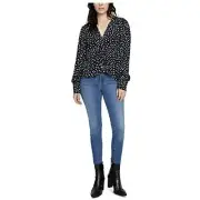 Sanctuary Womens Oxford Ella Tie-Front Blouse Sz S $99 TINI {&}