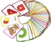 Alphabet Flash Cards for Kids: Teach Toddler ABC Letters & Words, 52 Double-Side