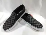 Vans Men's Asher Checkerboard Black Canvas Slip On Skate Shoes-Assorted Size NWB
