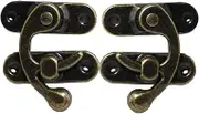 Antique Left/Right Latch Hook, Horn Lock with Screws, Antique Hook Hasp, Retro Antique Box Trigger Latch Lock, Antique Hook Latch for Jewelry Box, Toolbox or Suitcase