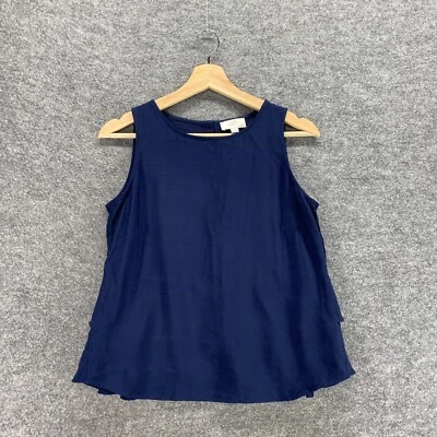 New Loft Top Women XS Blue Sleeveless Cropped Tunic Rayon
