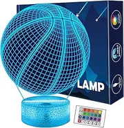 FULLOSUN Basketball Night Light, 3D Illusion Optical LED Bedside Lamp with Remote Control 16 Colors Changing, Room Home Decoration for Sports Fan Kid Teen Boy Man Child Birthday Christmas