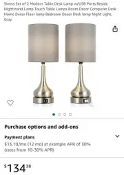 SINESS Set of 2 GREY & SILVER Modern TOUCH Table Desk Lamp Nightstand w/USB Port