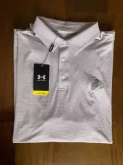 NWT MEN'S UNDER ARMOUR POLO, SIZE: XL, COLOR: WHITE/BLACK STRIPE (N02)
