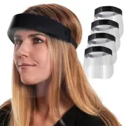 Salon World Safety 4 Black Face Shields Clear Protective Full Face Shields