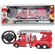 Kids RC Remote Control Fire Truck Toy Gift With Lights Sounds Extendable Ladders