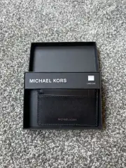 NWT Michael Kors ANDY CARD CASE Thin Profile Leather Wallet black