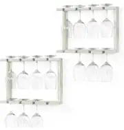 *NEW* 2-Tier Rustic Green Mounted Wine Glass Rack Oyeal Set Of 2