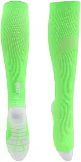 [X AUTOHAUX] Cycling Socks Anti Slip Sweat Absorb Anti Friction Outdoor Bike Socks Grey Fluorescent Green Size S-M Neutral Unisex 1 Pair