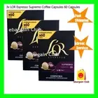 3x L'OR Espresso Coffee Supremo 60 Capsules Pod Nespresso Compatible LOR eBC