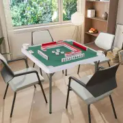 Costway90cm Folding Mahjong Table Portable with Felt Mat and Cup Holders-Green