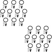 [IKEA] SYRLIG Large Curtain Rings with Clips & Hooks, Black, 38 mm, 3 kg Load Capacity, 802.240.96 - Set of 20
