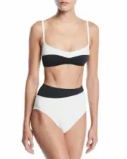 Proenza Schouler L16747 Colorblocked High-Waist Bikini Swim Set Size Small