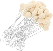 JEWEDECO 30pcs Wool Ball Brush Crafts Leather Dyeing Stain Applicators Metal Handle Daubers Wool Dye Dauber Shoes Brush Shoe Protection Applicator Dyeing Wool Beige Stainless Steel