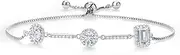 [Gem Stone King] Keren Hanan 925 Sterling Silver Emerald Round and Oval White Moissanite 3 Stone Tennis Bracelet For Women (1.90 Cttw, Color G-H, Fully Adjustable Up to 9 Inch), 9 inch, Metal Gemstone, moissanite