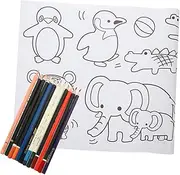 Toyvian 1 Set DIY Coloring Poster for Adhesive Wall Graffiti Art Roll with Drawing for Home School Activities Includes Coloring Pencils