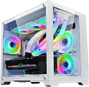 LIODUX MATX Gaming Computer Case, PC Case with Dual Chamber Panoramic Tempered Glass, 360mm Radiator Support, High-Airflow Dual-Chamber Computer Tower Case - Without Fans (White)