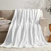KMUSET Fleece Blanket Throw Size White Lightweight Super Soft Cozy Luxury Bed Blanket Microfiber