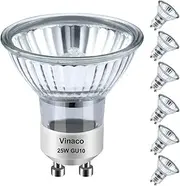 Vinaco GU10 Halogen Bulb 25W, 6 Pack GU10 Bulbs 38° Beam Angle Warm White 2800K Dimmable, Long Lasting 230V 25W for Recessed, Track Lighting