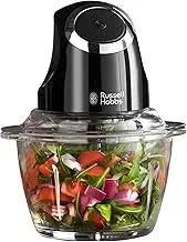 Russell Hobbs RHMFP5BLK, Desire Mini Chopper, Stainless Steel S Blade, One touch Operation, 1L Dishwasher Safe Glass Bowl, Matte Black