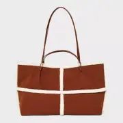 Universal Thread Women's Tote Bag Handbag Seagrass Cognac Shapes Craft