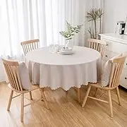 Round Tablecloth Cotton and Linen Solid Color Antifouling Cover Outdoor Dining Table Cloth,120cm,Light Grey