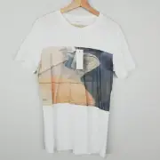 SABA S/B/ Mens Size S White Duncan Print Tee T-shirt NEW + TAGS