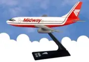 FLIGHT MINATURE (LP11215) MIDWAY 737-200 1:180 SCALE MODEL W/DISPLAY STAND