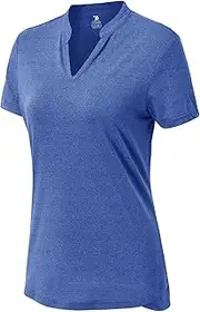 [BASUDAM] Women's Golf Polo Shirts V-Neck Short Sleeve Collarless Tennis Running T-Shirts Quick Dry