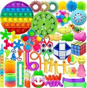 Fidget Toys Set, Anti-Stress Toy for Adults and Children, Anxiety Relief, Autism and Adhs, Classroom Prices for Stress Relief, Treasure Chest Pop It Toy, Gifts for Children, 49 Pieces