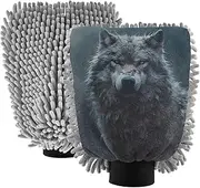 XYMZR Scary Wolf Full Moon Absorbent Microfiber Car Wash Mitt, Funny Cute Anime Scratch Free for Cars Cleaning, Home Cleaning Mitts, 2 Pack, 10.24” L x 7.09” W