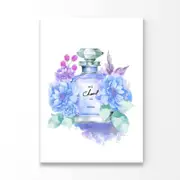 Blue Purple Fashion Bottle Print 100% Australian Made 100x150cm (Stretched Canvas)