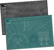 GAXIRE 2 Pcs Gridded Cutting Mat for Crafts Double Sided Non Slip Sewing Cutting Board with Measurements and Crafting Projects