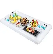 Inflatable Ice Serving Buffet Bar with Drain Plug 51 x 24 x 4.7'' Inflatable Ice Serving Buffet Bar for Party Food Cooler Buffet Drink(white)