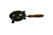 Crystal Wonderland Resin Incense Burner - Black Iron with Wooden Handle
