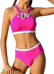 [EuquixZeph] Girls' 3 Piece Swimsuit Bikini Set with Cover Up Skirt Boho Floral Bathing Suit for Beach Pool 7-16 Years