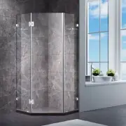 900x900 OPEN DOOR FRAME-LESS DIAMOND PIVOTING SHOWER SCREEN